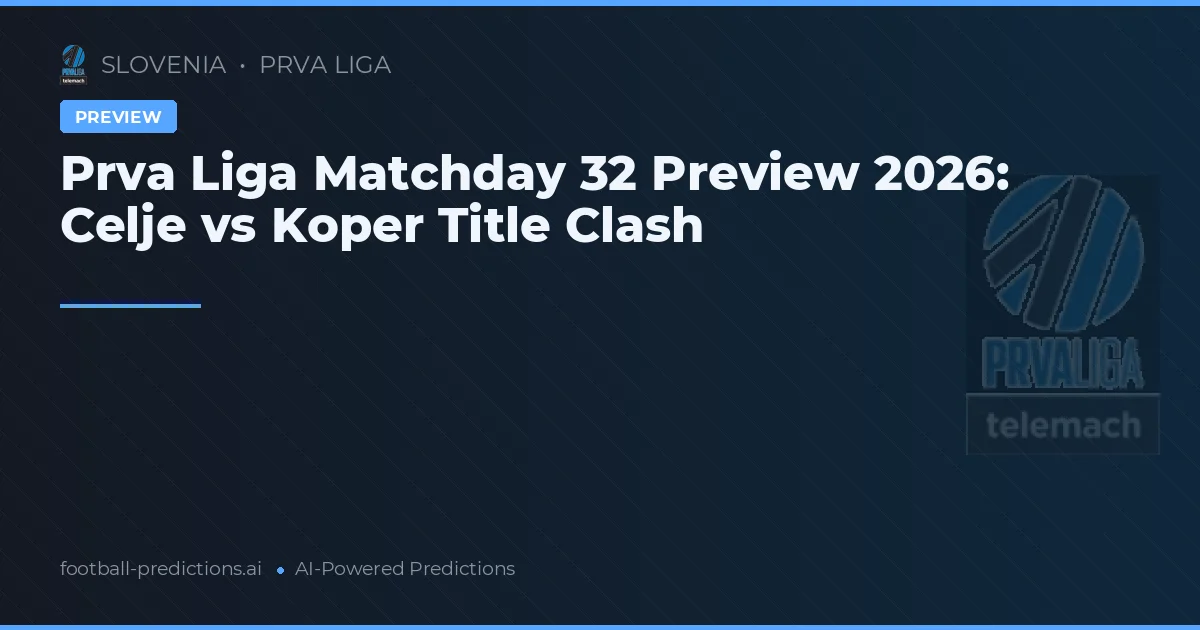 Prva Liga Matchday 32 Preview 2026: Celje vs Koper Title Clash