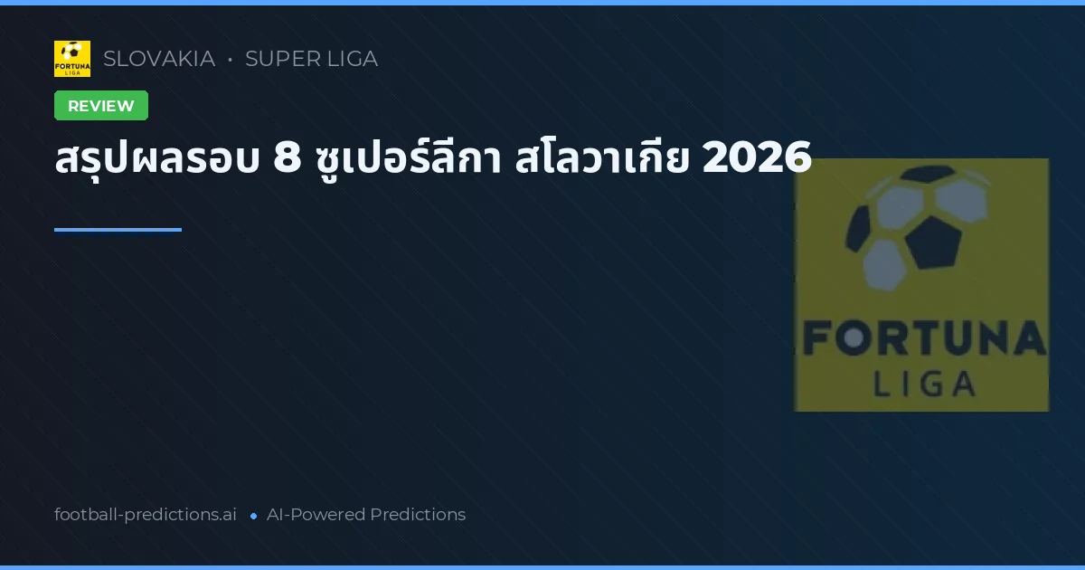 สรุปผลรอบ 8 ซูเปอร์ลีกา สโลวาเกีย 2026