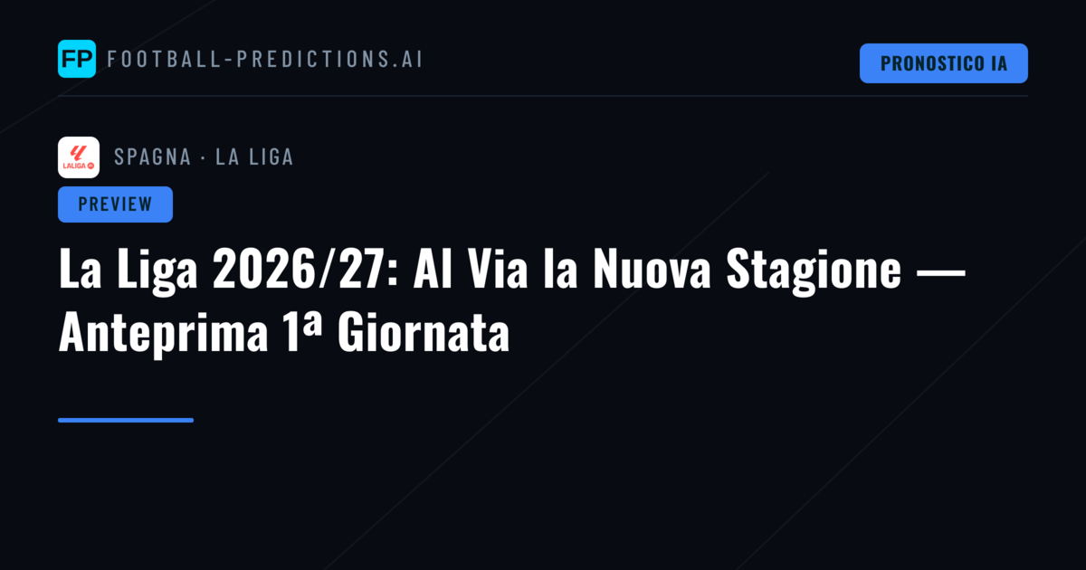 La Liga 2026/27: Al Via la Nuova Stagione — Anteprima 1ª Giornata