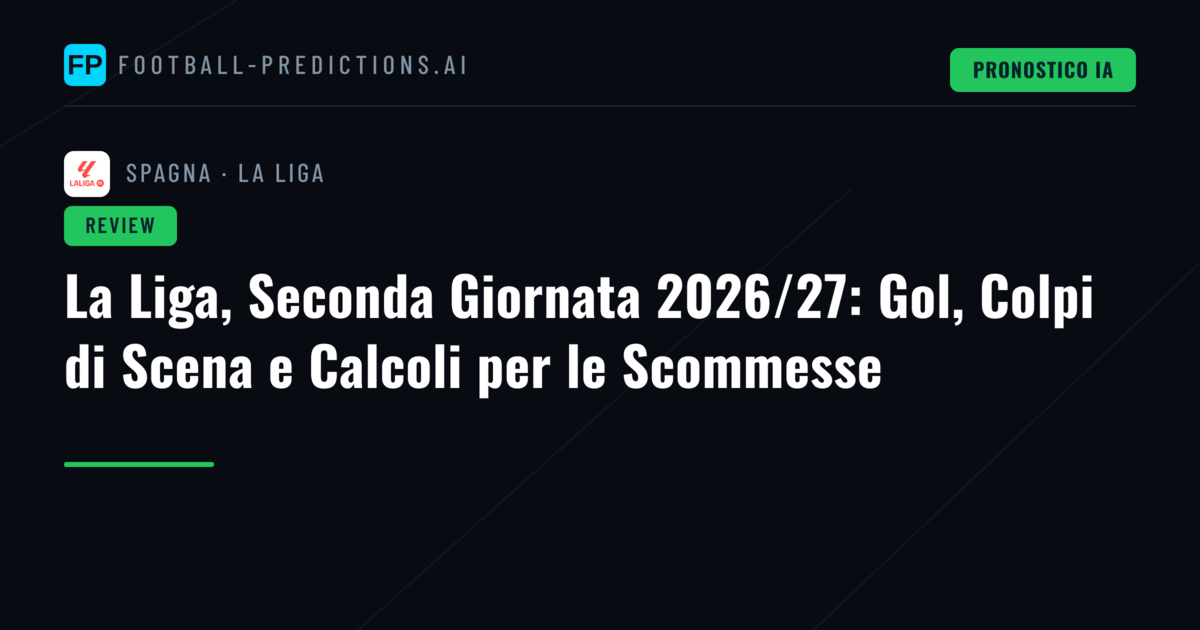 La Liga, Seconda Giornata 2026/27: Gol, Colpi di Scena e Calcoli per le Scommesse