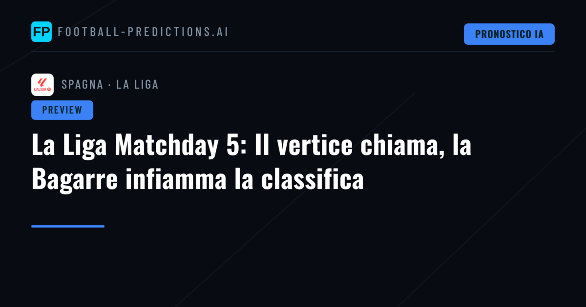 La Liga Matchday 5: Il vertice chiama, la Bagarre infiamma la classifica