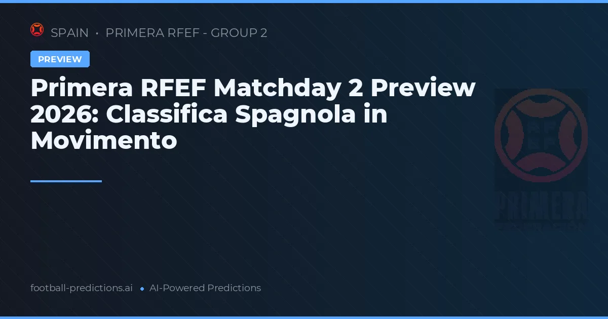 Primera RFEF Matchday 2 Preview 2026: Classifica Spagnola in Movimento