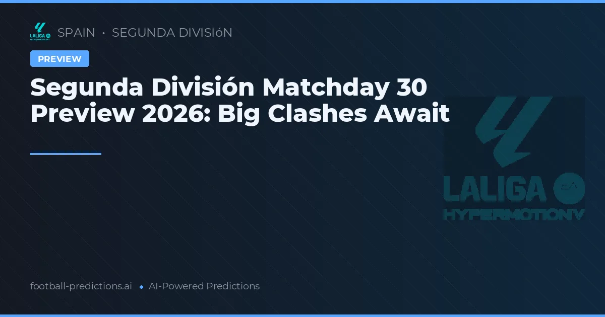 Segunda División Matchday 30 Preview 2026: Big Clashes Await