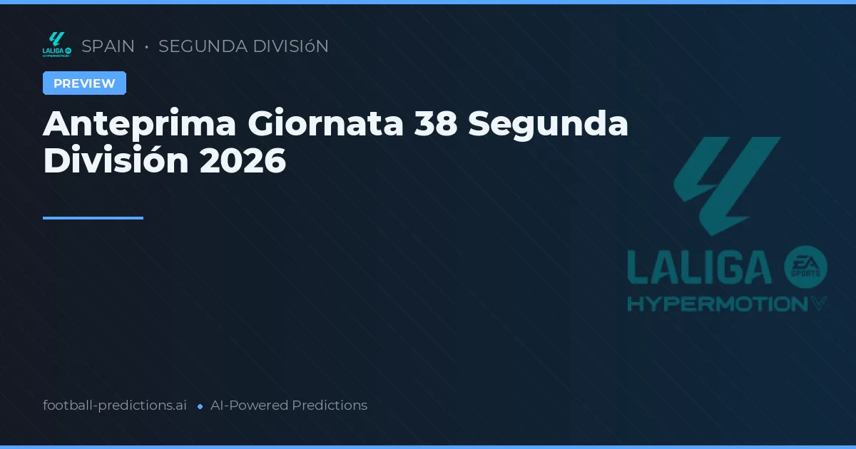 Anteprima Giornata 38 Segunda División 2026