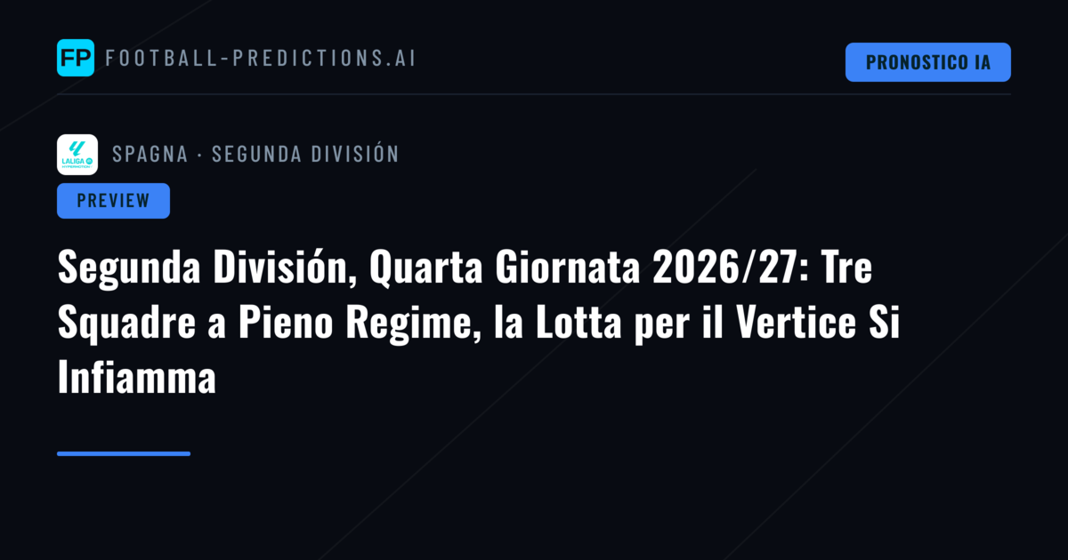 Segunda División, Quarta Giornata 2026/27: Tre Squadre a Pieno Regime, la Lotta per il Vertice Si Infiamma