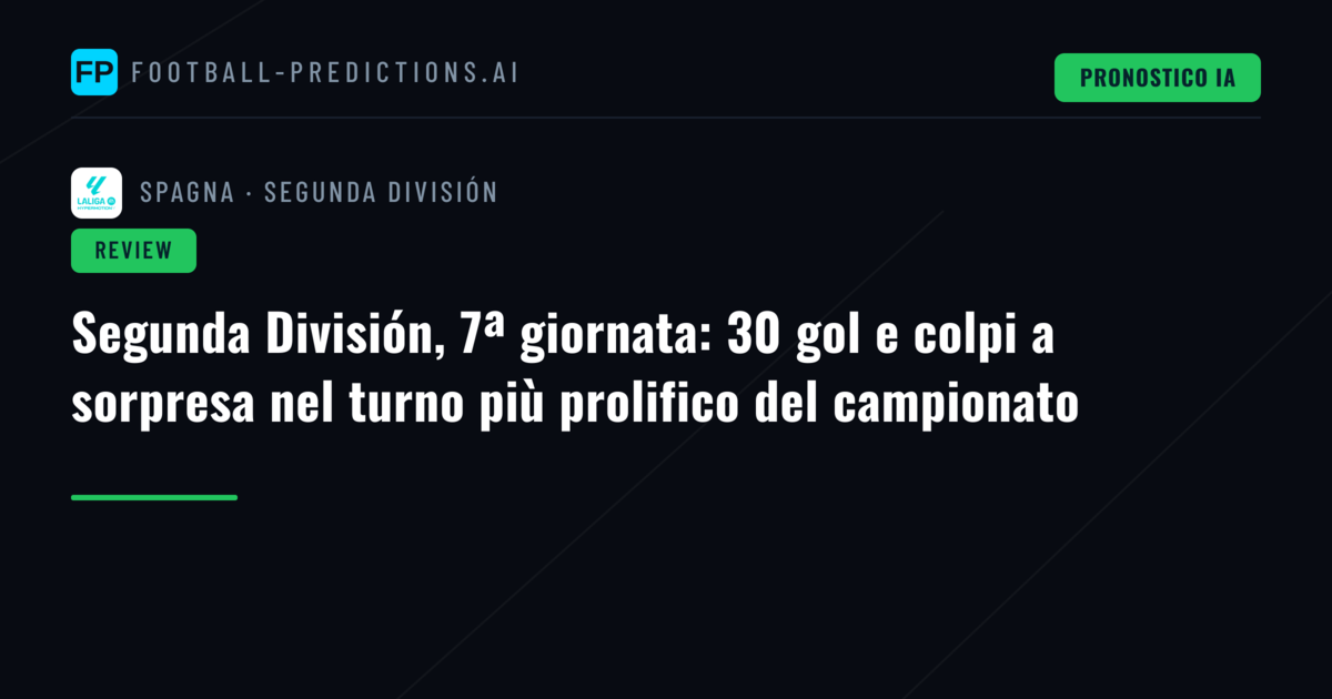 Segunda División, 7ª giornata: 30 gol e colpi a sorpresa nel turno più prolifico del campionato