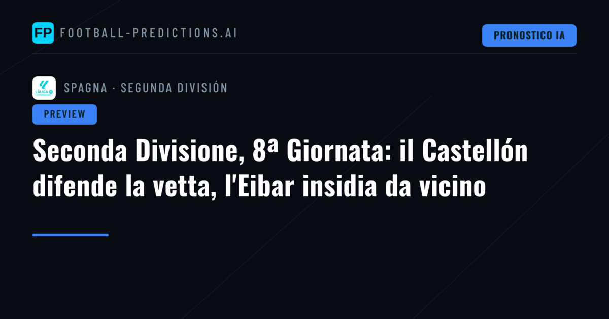 Seconda Divisione, 8ª Giornata: il Castellón difende la vetta, l'Eibar insidia da vicino