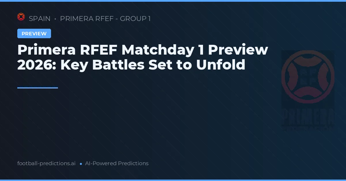 Primera RFEF Matchday 1 Preview 2026: Key Battles Set to Unfold