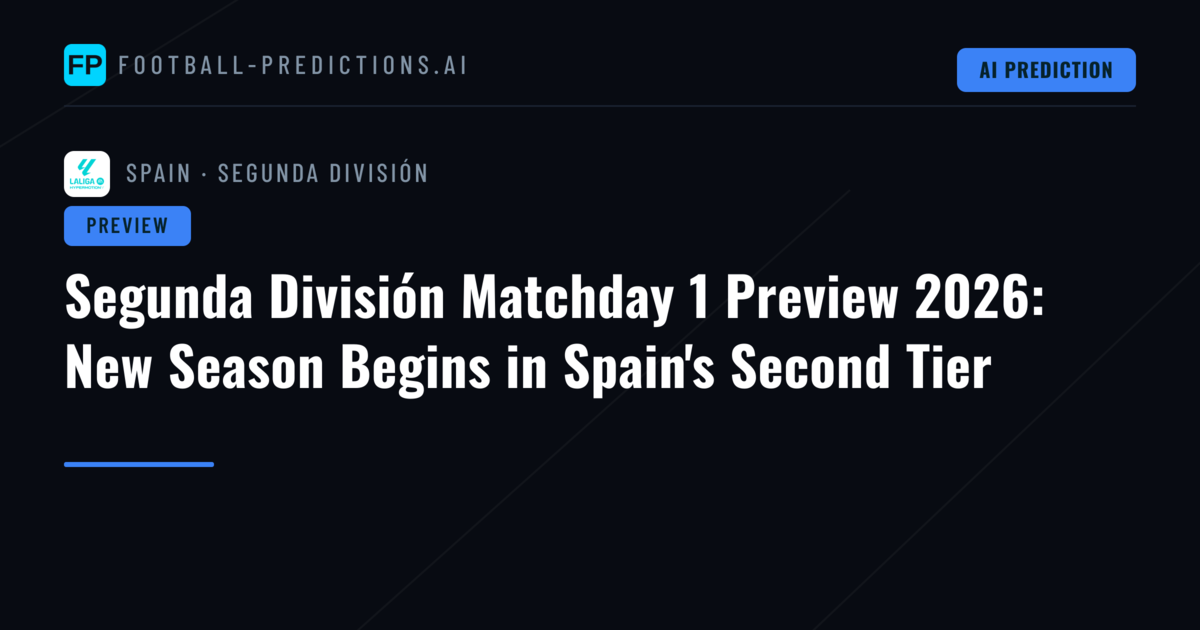 Segunda División Matchday 1 Preview 2026: New Season Begins in Spain's Second Tier