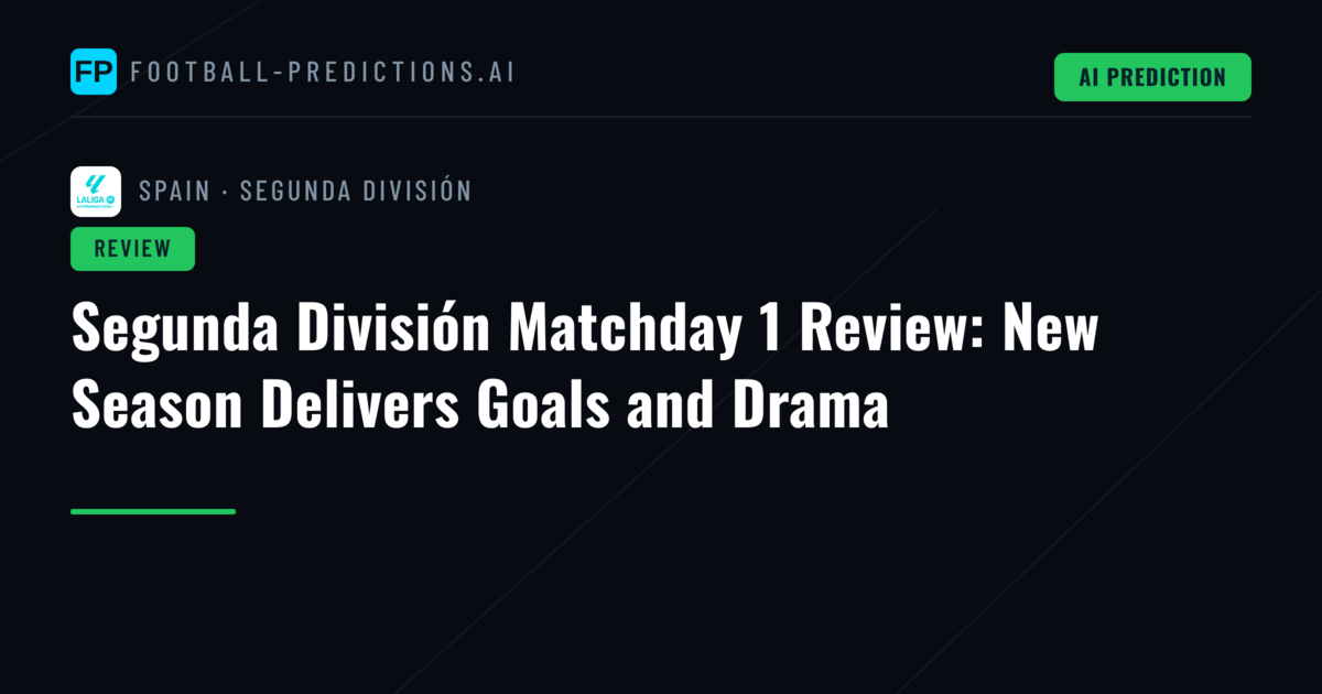 Segunda División Matchday 1 Review: New Season Delivers Goals and Drama