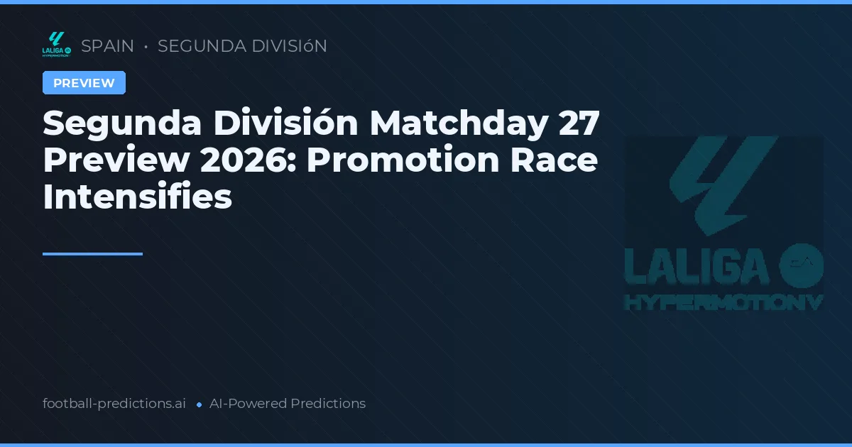 Segunda División Matchday 27 Preview 2026: Promotion Race Intensifies
