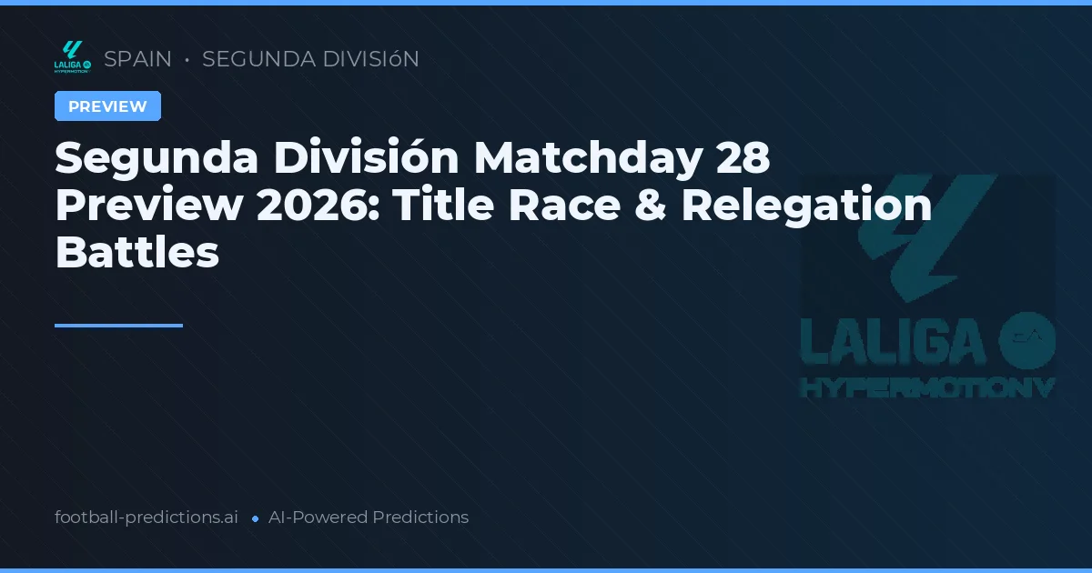 Segunda División Matchday 28 Preview 2026: Title Race & Relegation Battles