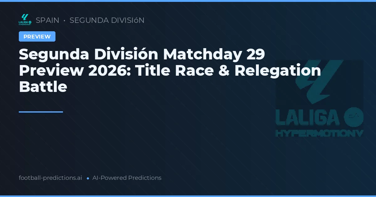 Segunda División Matchday 29 Preview 2026: Title Race & Relegation Battle