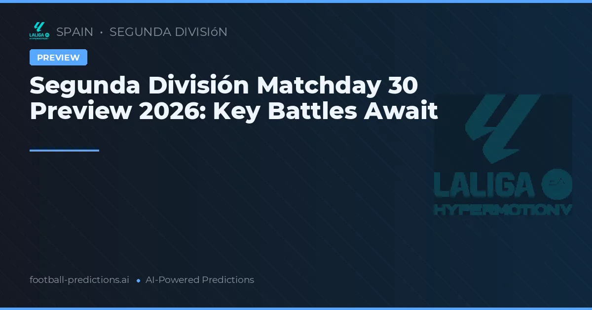 Segunda División Matchday 30 Preview 2026: Key Battles Await