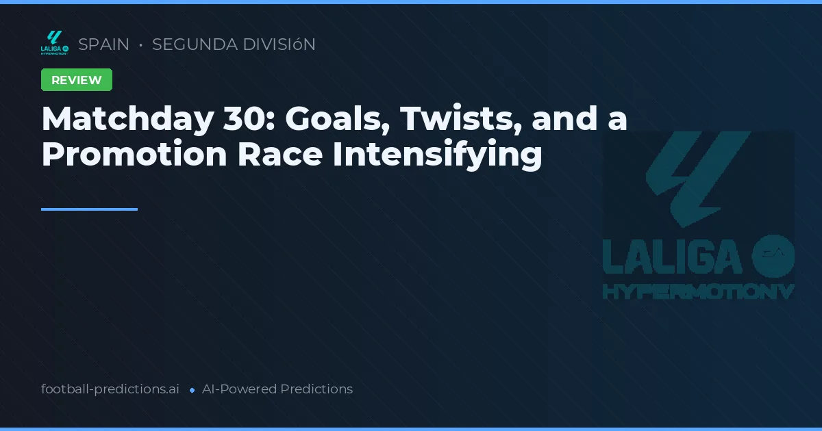 Matchday 30: Goals, Twists, and a Promotion Race Intensifying