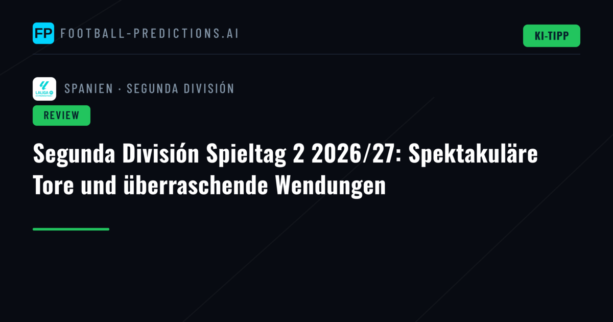 Segunda División Spieltag 2 2026/27: Spektakuläre Tore und überraschende Wendungen