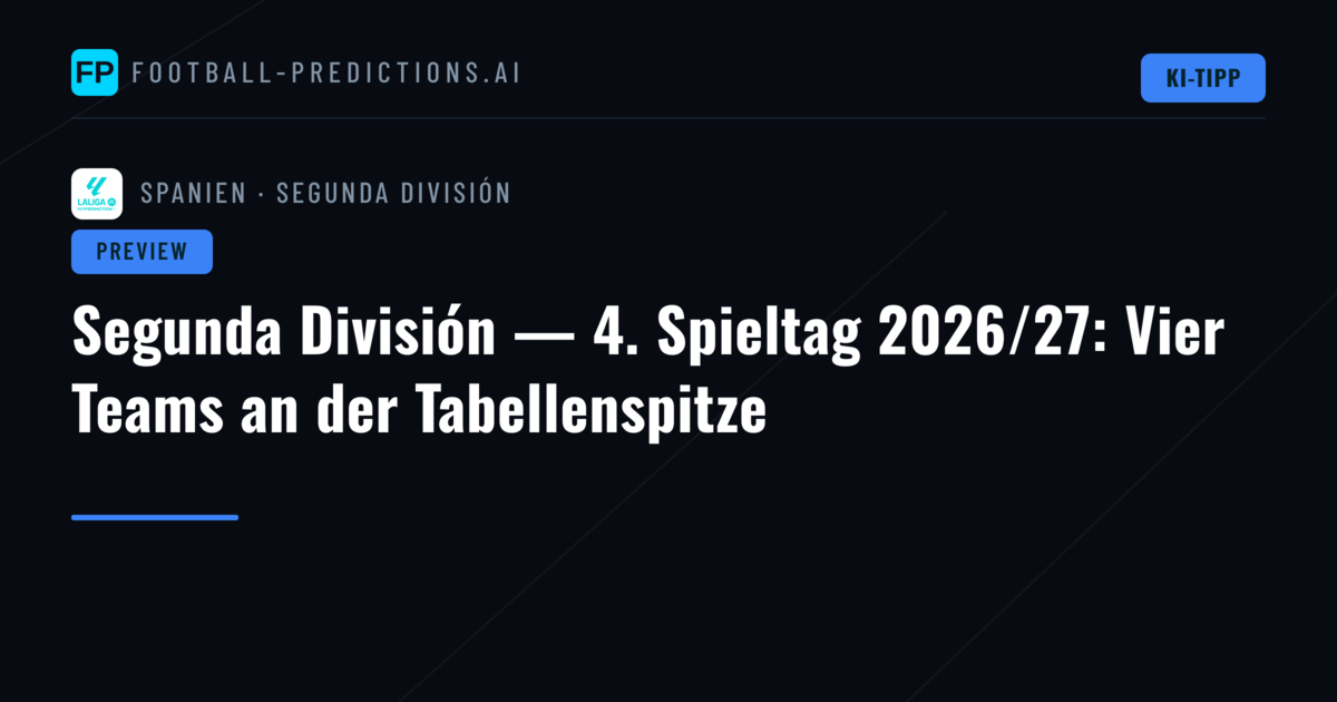 Segunda División — 4. Spieltag 2026/27: Vier Teams an der Tabellenspitze