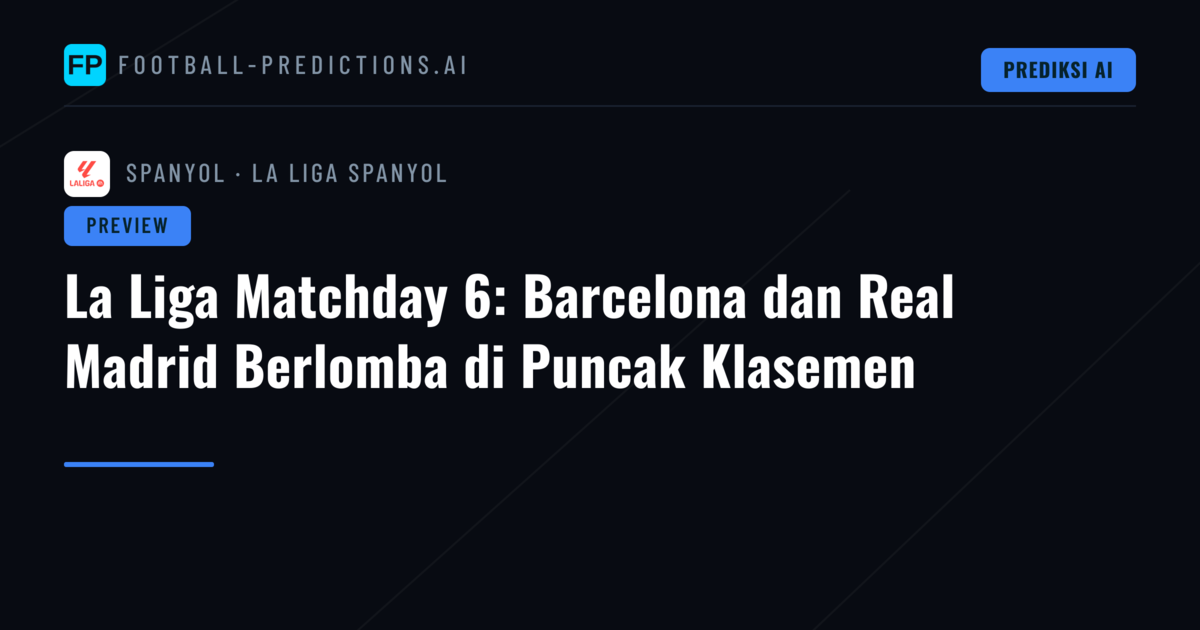 La Liga Matchday 6: Barcelona dan Real Madrid Berlomba di Puncak Klasemen