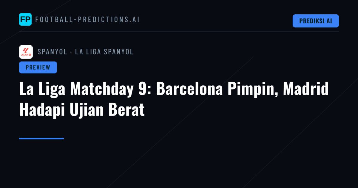 La Liga Matchday 9: Barcelona Pimpin, Madrid Hadapi Ujian Berat
