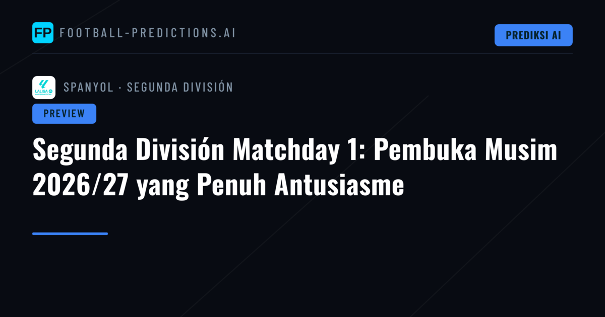 Segunda División Matchday 1: Pembuka Musim 2026/27 yang Penuh Antusiasme