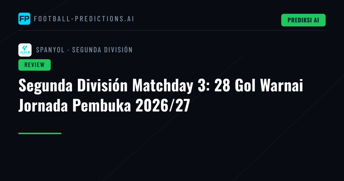 Segunda División Matchday 3: 28 Gol Warnai Jornada Pembuka 2026/27