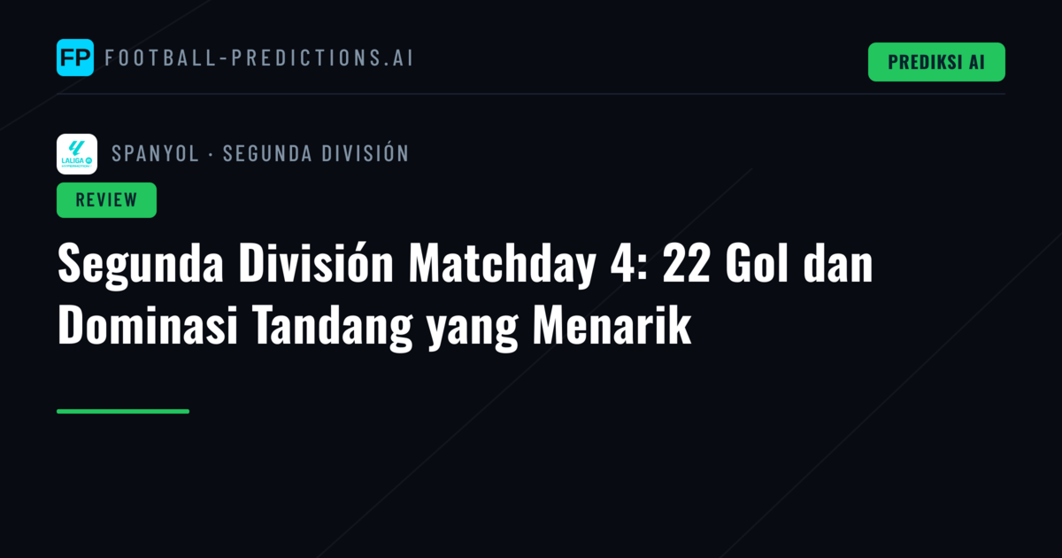 Segunda División Matchday 4: 22 Gol dan Dominasi Tandang yang Menarik