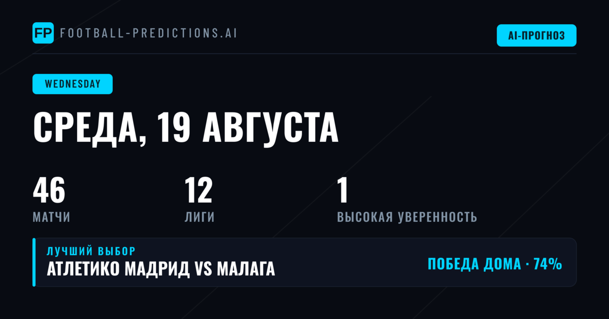 Среда, 19 авг: прогнозы на кубки и еврокубки