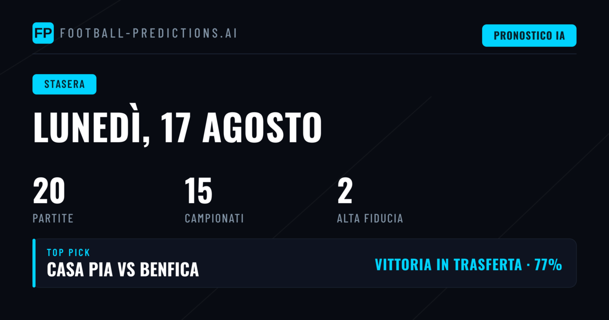 Analisi delle partite di Lunedì 17 agosto