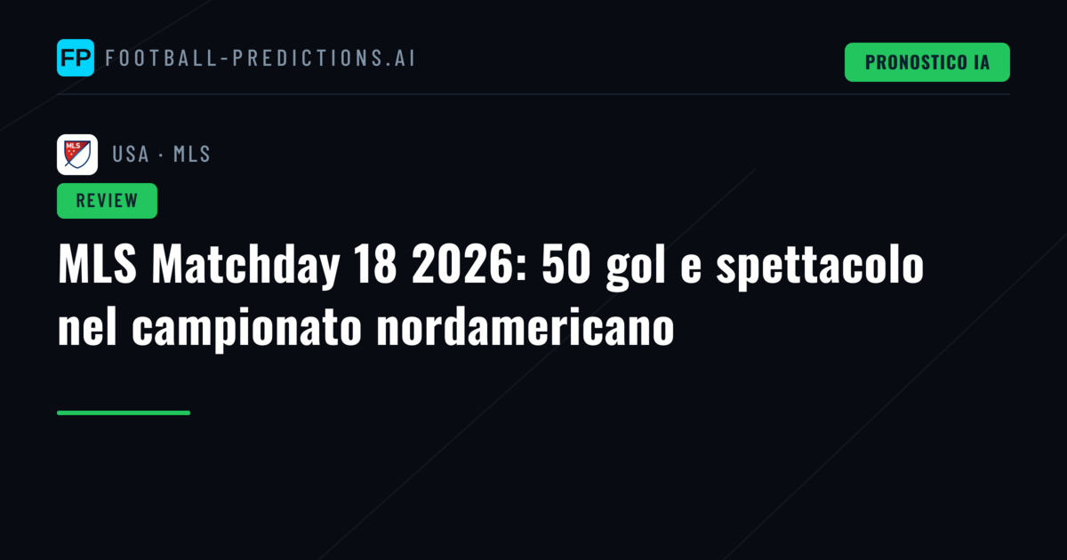 MLS Matchday 18 2026: 50 gol e spettacolo nel campionato nordamericano