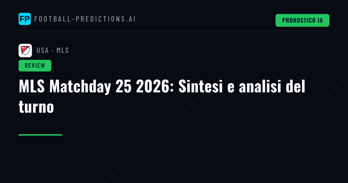 MLS Matchday 25 2026: Sintesi e analisi del turno