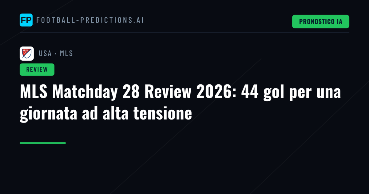 MLS Matchday 28 Review 2026: 44 gol per una giornata ad alta tensione