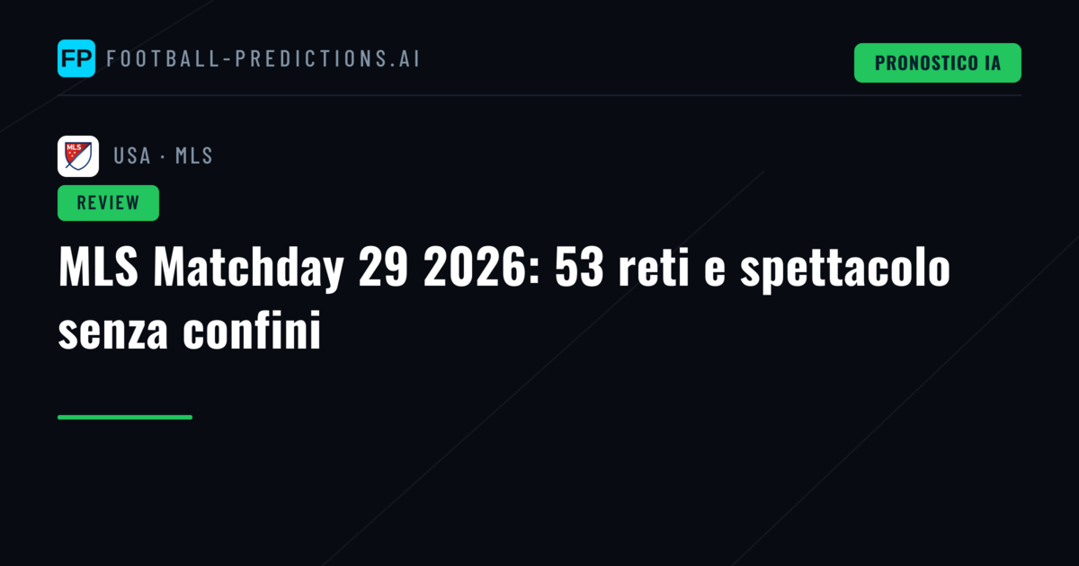 MLS Matchday 29 2026: 53 reti e spettacolo senza confini