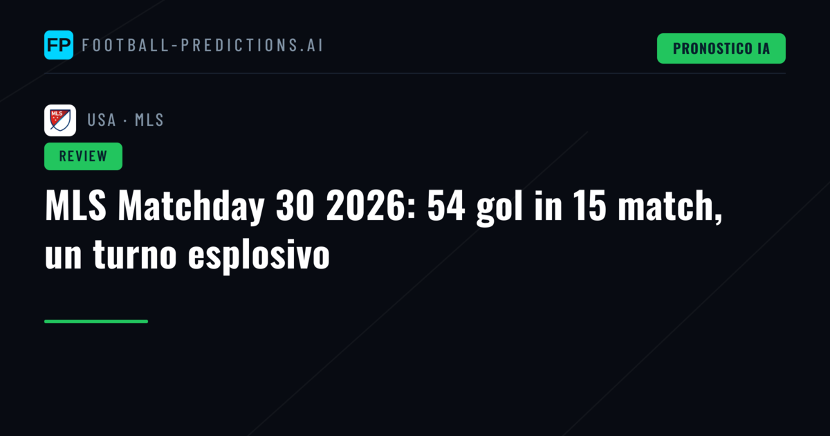 MLS Matchday 30 2026: 54 gol in 15 match, un turno esplosivo
