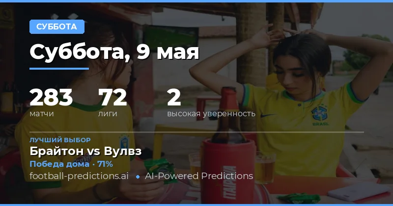 Обзор футбольных прогнозов на субботу, 9 мая 2026 года