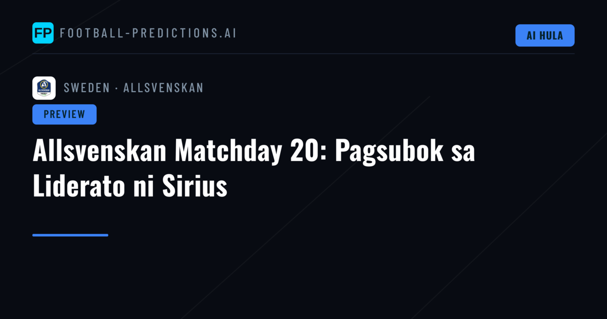Allsvenskan Matchday 20: Pagsubok sa Liderato ni Sirius