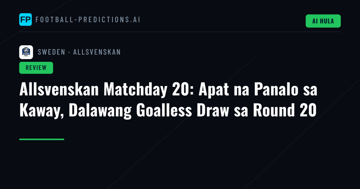 Allsvenskan Matchday 20: Apat na Panalo sa Kaway, Dalawang Goalless Draw sa Round 20