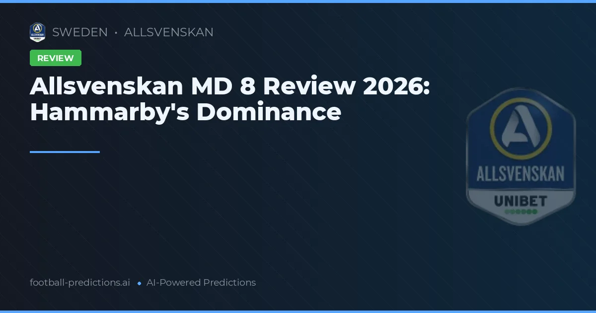 Allsvenskan MD 8 Review 2026: Hammarby's Dominance