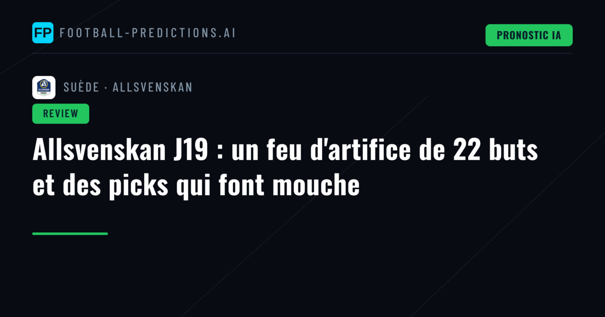 Allsvenskan J19 : un feu d'artifice de 22 buts et des picks qui font mouche