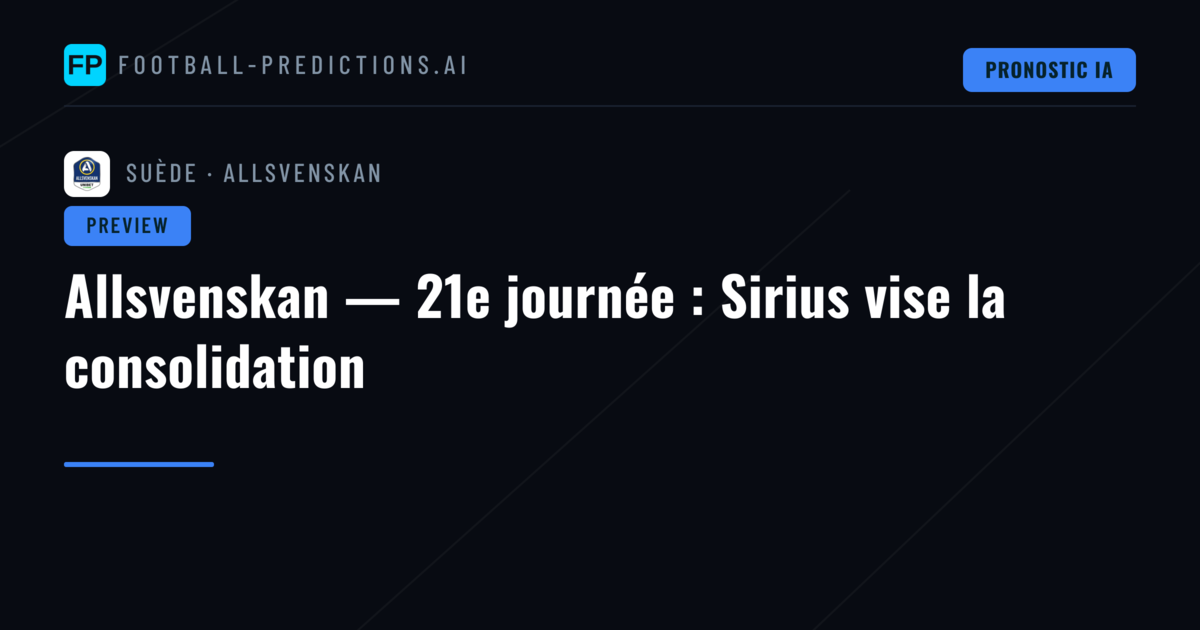 Allsvenskan — 21e journée : Sirius vise la consolidation