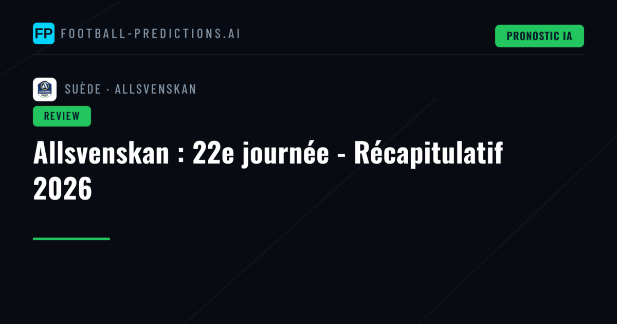 Allsvenskan : 22e journée - Récapitulatif 2026