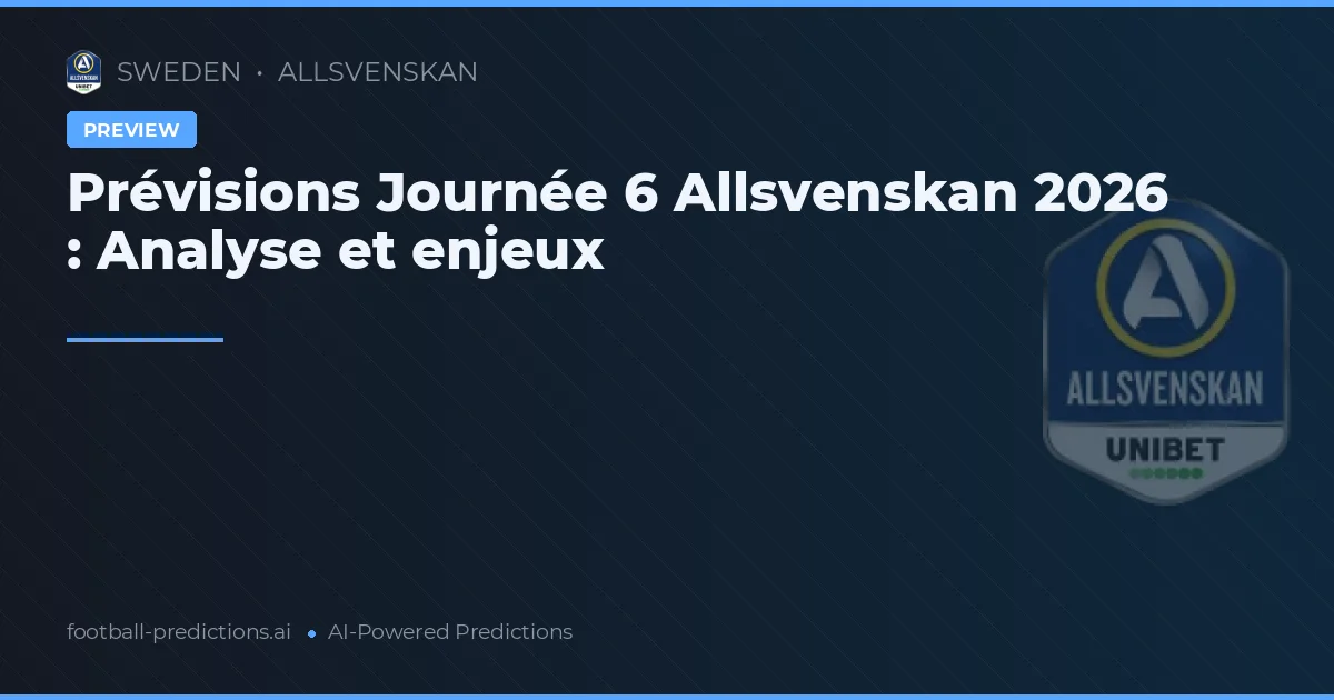 Prévisions Journée 6 Allsvenskan 2026 : Analyse et enjeux