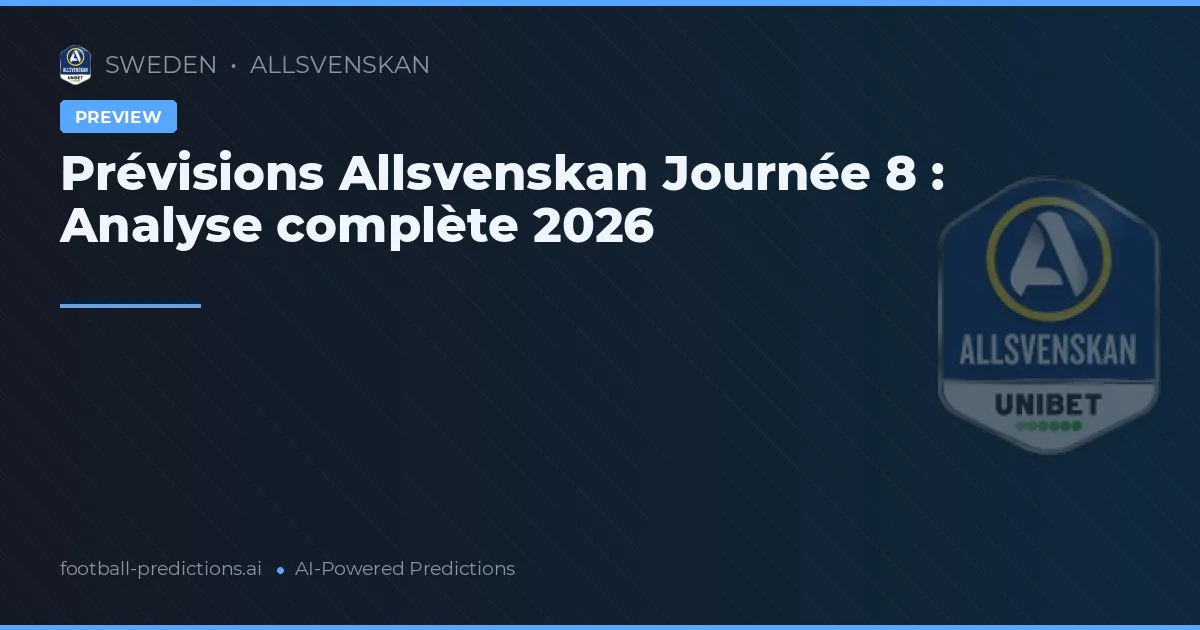 Prévisions Allsvenskan Journée 8 : Analyse complète 2026