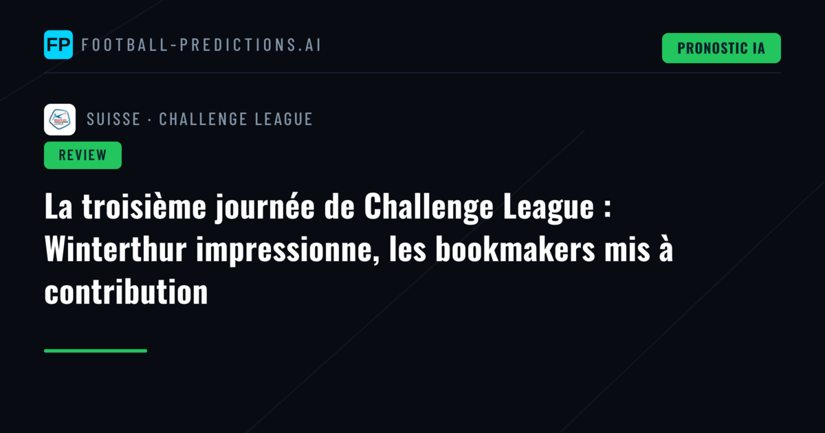 La troisième journée de Challenge League : Winterthur impressionne, les bookmakers mis à contribution