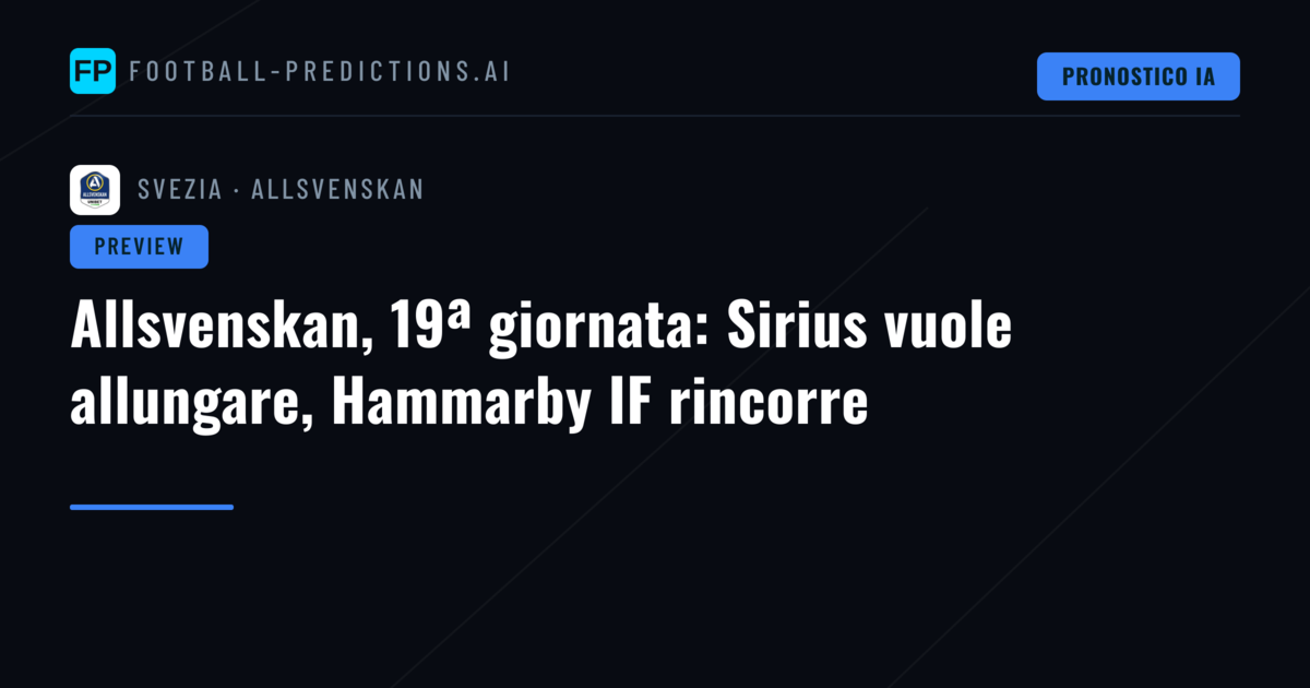 Allsvenskan, 19ª giornata: Sirius vuole allungare, Hammarby IF rincorre