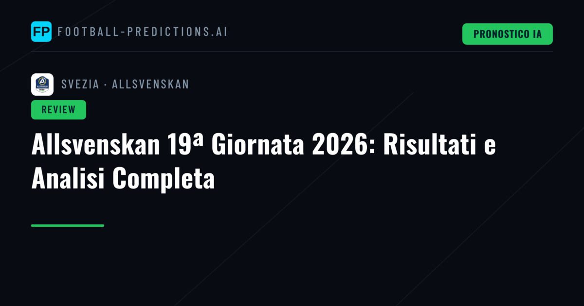 Allsvenskan 19ª Giornata 2026: Risultati e Analisi Completa
