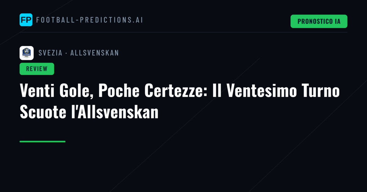 Venti Gole, Poche Certezze: Il Ventesimo Turno Scuote l'Allsvenskan