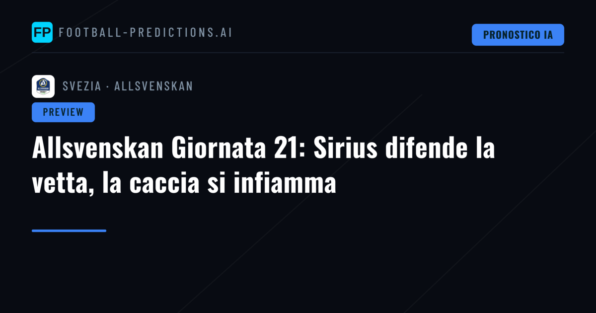 Allsvenskan Giornata 21: Sirius difende la vetta, la caccia si infiamma