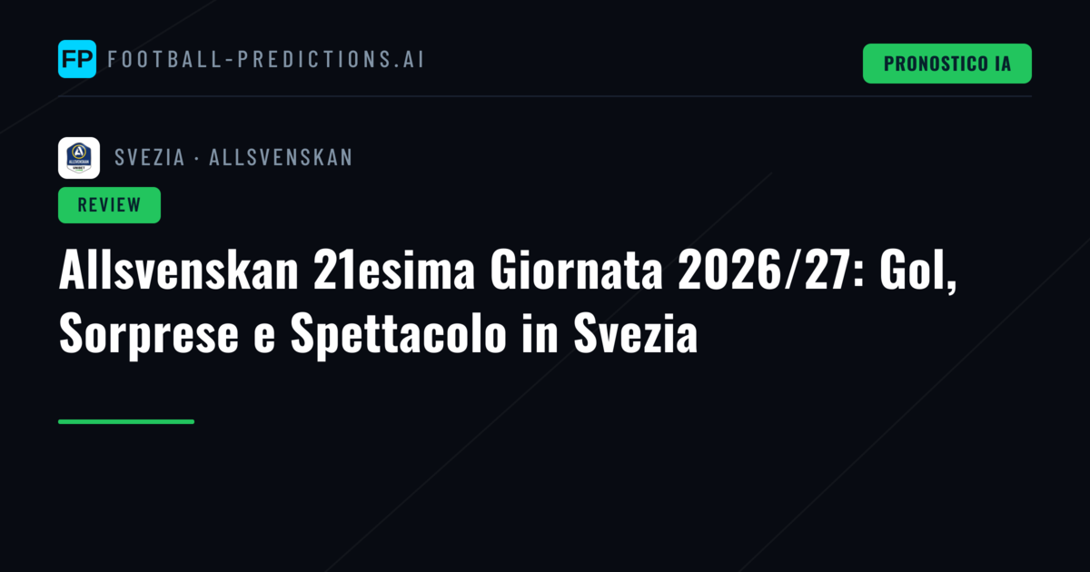 Allsvenskan 21esima Giornata 2026/27: Gol, Sorprese e Spettacolo in Svezia