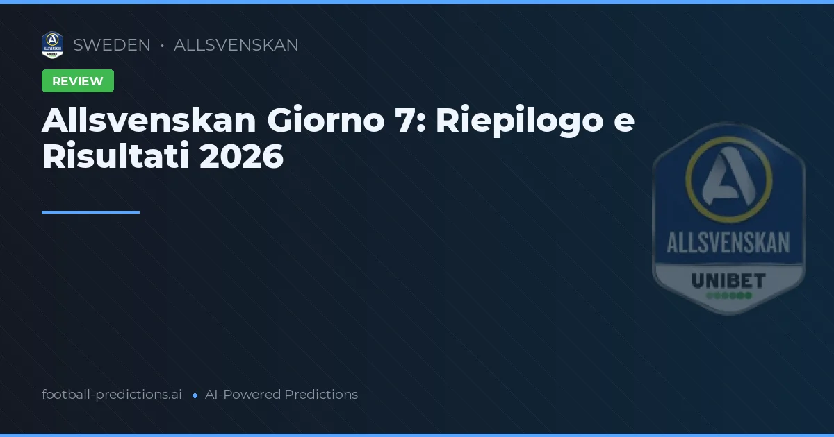 Allsvenskan Giorno 7: Riepilogo e Risultati 2026