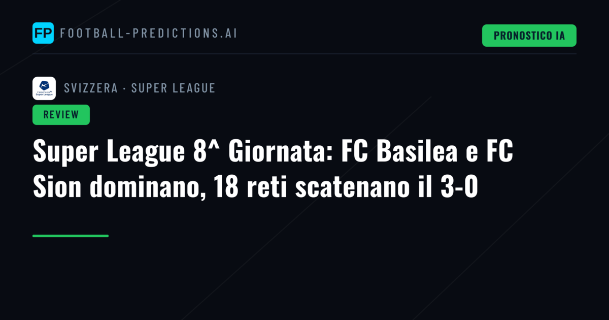 Super League 8^ Giornata: FC Basilea e FC Sion dominano, 18 reti scatenano il 3-0